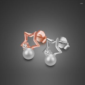 Boucles d'oreilles en gros 925 argent Sterling étoile femmes Chic et élégant perle filles dame solide bijoux cadeaux