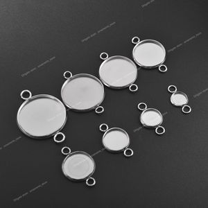 30 pièces de réglage de connecteur en acier inoxydable, base de cabochon ronde à double boucle, lunette camée 6 mm, 8 mm, 10 mm, 12 mm, 14 mm, 16 mm, 18 mm, 20 mm, 25 mm, fabrication de bijoux, résultats de bijoux