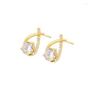 Boucles d'oreilles en gros ER269 mode européenne femme fille mariée mère fête anniversaire mariage cadeau croix Zircon 24KT or