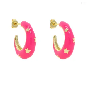 Boucles d'oreilles en émail pour femmes, vente en gros, lots en vrac, lune, étoile, rose, vert, néon, Style américain, 2023