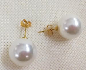 Boucles d'oreilles femme bijoux 6mm 8mm 10mm 12mm 14mm 16mm 18mm blanc naturel coquille de mer du sud perle couleur or