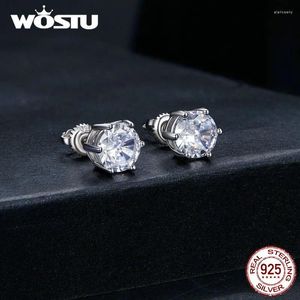 Pendientes Wostu de Plata de Ley 925 con circonita brillante para mujer, 4 tamaños, pendientes con proceso de corazones y flechas, joyería fina, regalo de fiesta