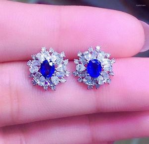 Pendientes Y406 Zafiro 18 K Joyería De Oro Natural 0.78ct Piedras Preciosas Azul Real Para Mujer
