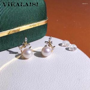 Boucles d'oreilles Yikalaisi 925 bijoux en argent sterling pour femmes 6 à 7 mm rondes naturelles d'eau douce perle 2024