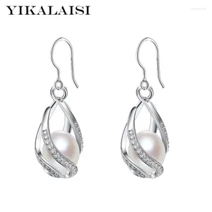 Boucles d'oreilles YIKALAISI naturel perle d'eau douce Cage 925 en argent Sterling bijoux de mode pour les femmes 8-9mm 4 couleurs