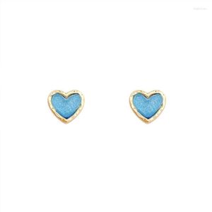 Pendientes de corazón azul bonitos a la moda, pendiente pequeño encantador, accesorio para Piercing, joyería Simple y elegante, Kirs22