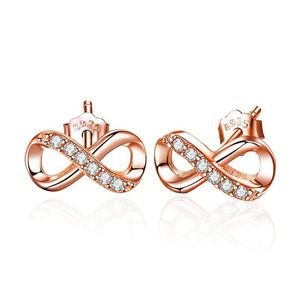 Ohrstecker Mode Unendlichkeit Ohrringe 925 Sterling Silber Ohrstecker Hohe Qualität Cz Zirkonia Runde Liebe Akzent Schmuck Für Frauen Mädchen Drop Dhzfv