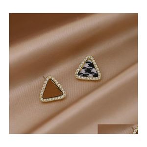 Stud Fashion Jewelry S925 Sier Post Earrrings Rhinestone Triangle Earrings Drop Delivery Dhh9J