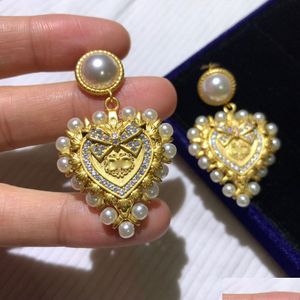 Stud Gold Pearl Boucles d'oreilles Design Classic Art Retro Heart Shape Fashion Vêtements de banlieue Bijoux Chaussures Sacs Accessoires Drop Delivery Dhw7L