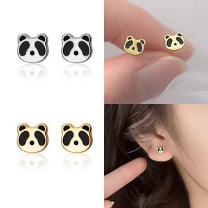 Stud INZAReal 925 Sterling Silver Animal Cute Panda 14k Gold Boucles d'oreilles pour les femmes Charm Fine Jewelry Minimalist AccessoriesStud Farl22
