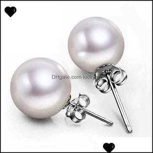 Stud Jewelry 6Mm / 8Mm / 10Mm Pendiente de perla 925 Sterling Sier Pendientes para boda Color beige 61 N2 Drop Delivery Dhptf