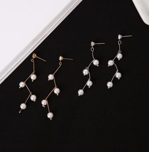 Boucles d'oreilles en perle de conception de branche d'arbre simple coréenne Stud Costume de fée avec