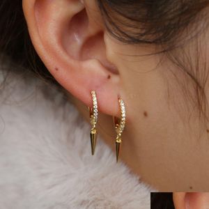 Stud Style coréen Gold Filled Dangle Cone Boucles d'oreilles pour filles Femmes Simple Mignon Goujons Bijoux Pave Tiny CZ Punk Boys Brincos Drop Deliv Ot86K