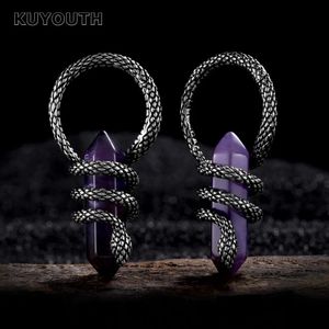 Stud KUYOUTH est cuivre serpent pierre boucle oreille poids extenseurs piercing bijoux de corps boucle d'oreille jauges civières 3mm 2pcs 231020