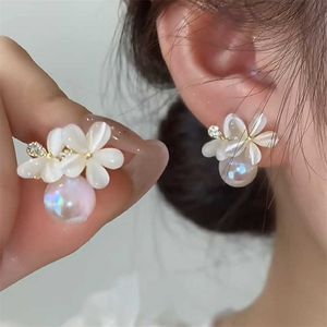 Goujon nouveau coréen élégant étain perle femmes mode brillant Zircon cristal boucles d'oreilles bijoux de mariage cadeau G230602