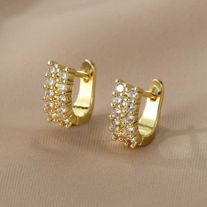 Stud New Ladies Fashion Joyería de alta calidad Doble fila Crystal Zircon Round Silver Plated Cute Earrings 2023 J230717