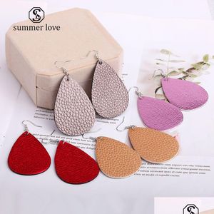 Stud New Leopard Emboss Leather Water Dangle Drop Earring Pour Femmes 24 Paire / Lot Lbohemian Colorf Sier Placage Crochet Bijoux Cadeau Deli Dhf6O