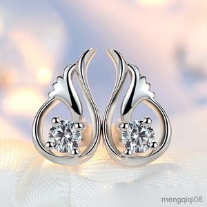 Goujon personnalité ailes d'ange minuscules boucles d'oreilles pour femmes blanc violet Zircon petite oreille clou accessoire saint valentin cadeau