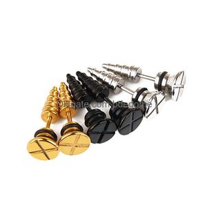 Stud Punk Tornillo Spike Pendiente Piercing de acero inoxidable Anillos de oreja para mujeres Hombres Hip Hop Punción Moda Joyería del cuerpo Entrega de la gota Oído Dhsqq