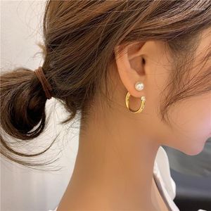 Stud Trendy 2022 Elegant Pearl Zircon Beads Incrusted Gold C Brincos Para Mulheres Japonês Moda Coreana Amuletos Ear Joias Presentes Stud Kirs22