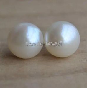 Bijoux en perles en gros, énormes boucles d'oreilles en perles d'eau douce de couleur ivoire AAA 1314mm, boucles d'oreilles en argent Sterling