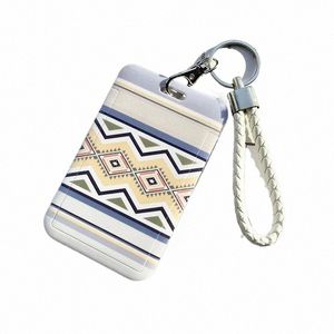 Étudiant School Bus ID Card Sleeve Holder Porte-clés coréen mignon géométrique garçon fille femme carte de crédit couverture cas s9NQ #