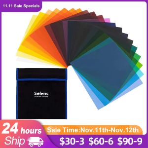Studio Selens 20pcs Color Lighting Gel Filtres 25x25cm Correction de couleur transparente Kit de film de feuille lumineuse pour Photo Studio avec sac