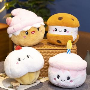 Pastel Relleno Plushie Fresa Cereza Fruta Muffin Forma Juguetes De Peluche Crema Facial Linda Merienda Decoración Fiesta Regalo para Niños Cumpleaños 5 Estilos