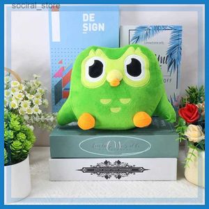 Animales de peluche rellenos 1pc duolingo duolingo búho plush dúo de juguete plushie de dúo The Owl Cartoon Anime Owl Doll relleno de animales de peluche Soft Birthday L411