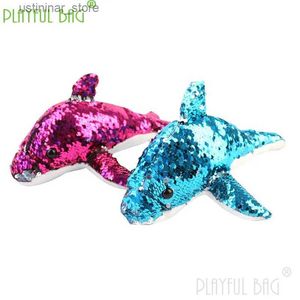 Animaux en peluche en peluche 37 cm Little Dolphin Doll Sequin Dolphin Doll Plush Toy Small Pendant Grab Doll Imitation Doll Christmas Childrens Gift TD11 L47