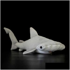 Animaux en peluche en peluche 40 cm de long, collection de requins-marteaux réalistes, jouets de la mer, jouets de la vie réelle, poupées portables, cadeaux pour bébés et enfants Q0727 Drop Ott5A