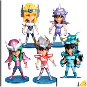 Animales de peluche rellenos 5 unids / set Seiya Figuras de acción Caballeros del Zodíaco Muñeca Janpaness Anime Dibujos animados Juguetes Niños Navidad Cumpleaños Gi Dh2Jb