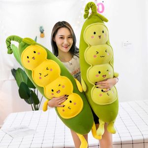 Animaux en peluche en peluche grand oreiller mignon légumes gousses forme de pois jouets en peluche en peluche nouvelle plante créative poupée oreiller coussin jouet pour bébé enfants cadeau HKD230706