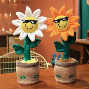 Animales de lujo rellenos Nuevo producto Twisted Sunflower Enchanting Flower Electric Fince Toy Funny Birthday Gift Music Doll L47