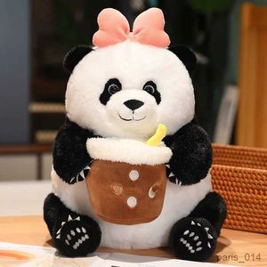 Animales de peluche, Panda de juguete con taza de té de burbujas/bambú/flor, muñeco de peluche, juguetes para niños, regalos encantadores para bebés