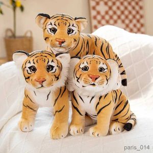 Animales de peluche de imitación, León, tigre, juguetes de peluche, decoración del hogar, muñecos de animales de peluche, suaves y reales, como regalo para niños