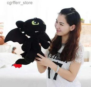 Animales de peluche rellenos Toothless Plush Toy Dragon 3 noches Fury Fee Fee Fee 9 Toothless Moll Toy Rellena Repángete de animales suaves Regalo de dibujos animados para niños 23cm240327