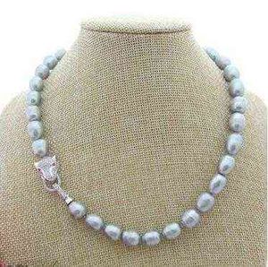 Impresionante collar de perlas grises plateadas del Mar del Sur de 11-12 mm, 18 pulgadas