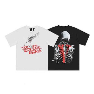 Style Star Youngboy Youth Punk Skeleton Letter Cotton Large v Camiseta de manga corta para hombre suelta