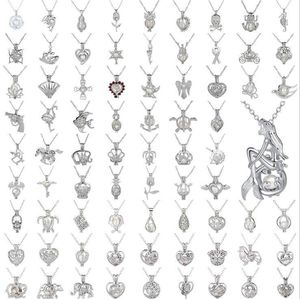 estilos colgante de jaula de perlas Jaulas de apertura medallón encanto y cadenas de serpiente lisas de plata de ley Montajes de joyería de moda DIY
