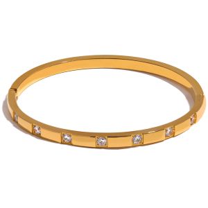 Bracelet élégant en zircone cubique, or jaune 14 carats, bijoux étanches pour femmes, breloque à la mode