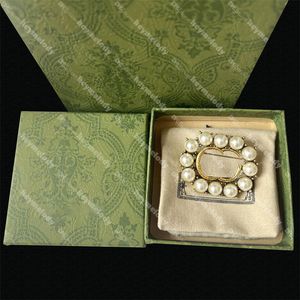 Broches en perles G élégantes, lettres en diamant, grandes épingles à revers, Badge de personnalité pour femmes avec boîte