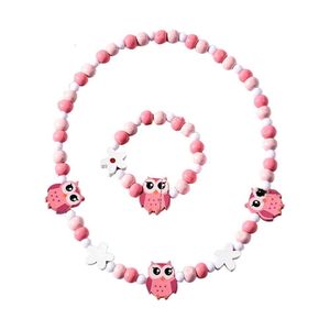 Conjunto de joyería y collar con pulsera y collar con forma de Animal colorido y creativo de dibujos animados para niños con estilo