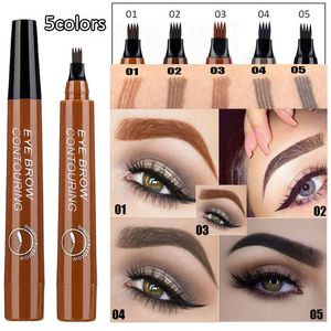 SUAKE 4-TIP Liquid Eyebrow Pencil Waterproof Microblading Fork Tip Fine Sketch Eye Brow Tattoo Tint Pen Korean Cosmetics