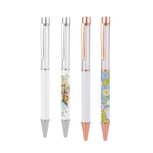 Stylos à bille à sublimation, transfert de chaleur vierge, matériau en alliage de Zinc blanc, stylo personnalisé, fournitures scolaires et de bureau par Fedex J0307