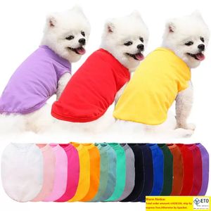 Sublimación en blanco Ropa de bricolaje Ropa de algodón Chaleco blanco Camisas para mascotas Camiseta de color sólido para perros pequeños Gato Rojo Azul Amarillo XL