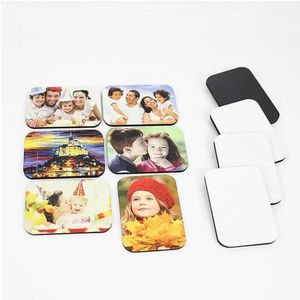 Sublimation blanc bricolage réfrigérateur aimants en bois MDF réfrigérateur autocollant créatif aimants cadeau transfert de chaleur rond Rectangle carré