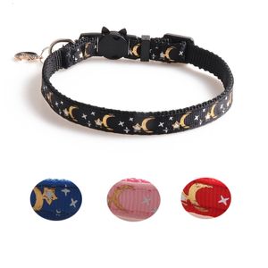 Sublimation Blanc Doré Mode Luxueux Chien Chat Collier avec Pendentif Lune Réglable Sécurité Kitty Chaton Pet Petits Chiens Colliers taille 4 Couleurs Rouge