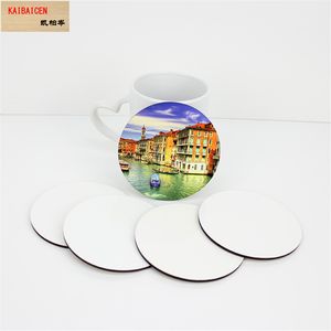 Sublimación en blanco Round Coaster MDF Madera Diy Copa personalizada Pad, almohadilla de madera dura, almohadilla de bebida caliente