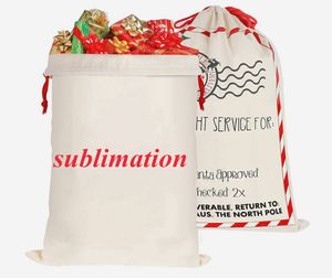 Bolsa de sacos de Papá Noel en blanco de sublimación con cierre de lazo con cordón Bolsas de regalo de Navidad para almacenar regalos rellenos o decoraciones